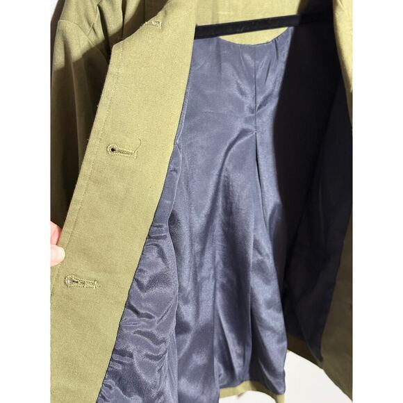 Contemporary Mod Ref Green Short Jacket Tortoise Shell Buttons Cotton Size Large - Picture 3 of 7